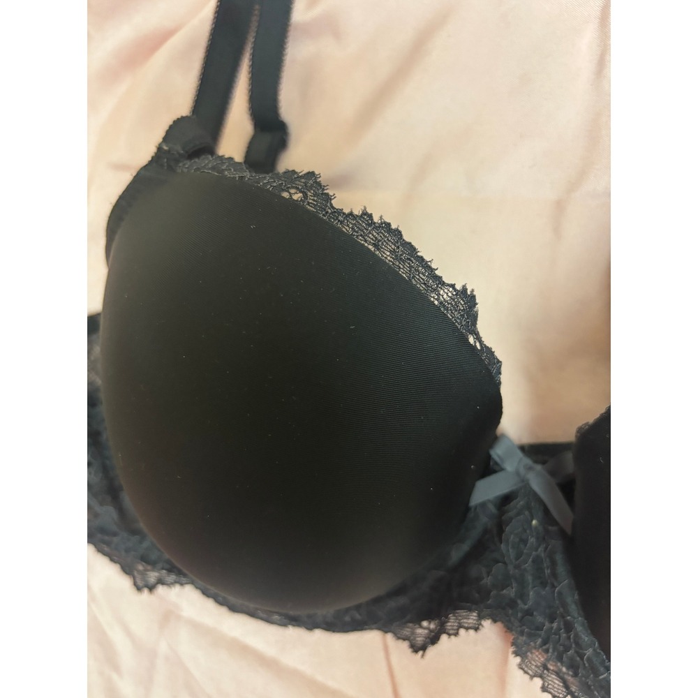 Victoria's Secret Dream Angels Lined Demi Double Black Lace Trim Bra 38C D85 - Picture 2 of 5